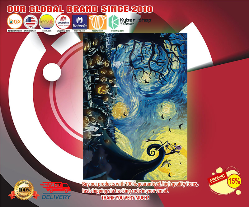 Jack Skellington Halloween starry night Van Gogh poster