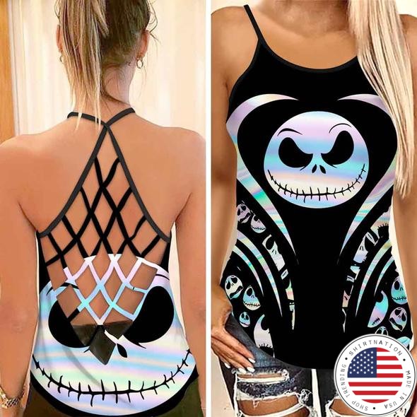 Jack Skellington criss cross tank top as