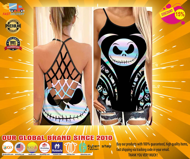 Jack skellington Strappy criss cross tank top camisole2