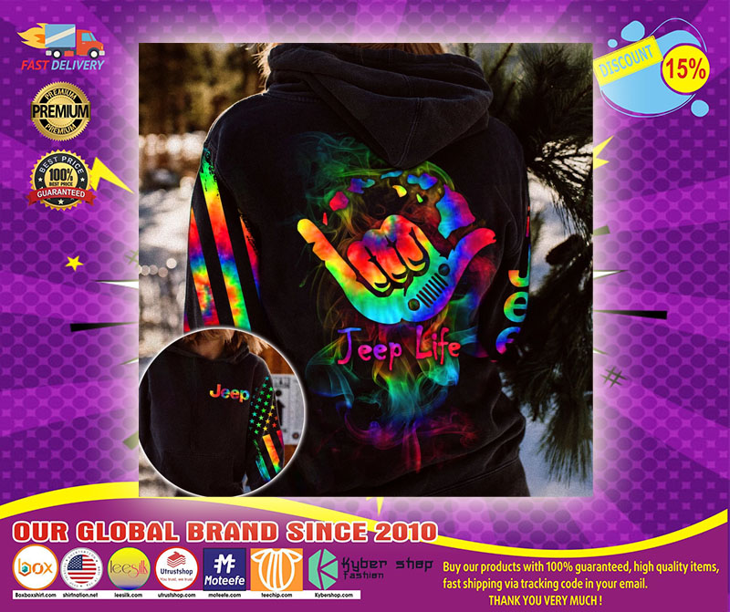 Jeep life colorful smoke 3D hoodie1