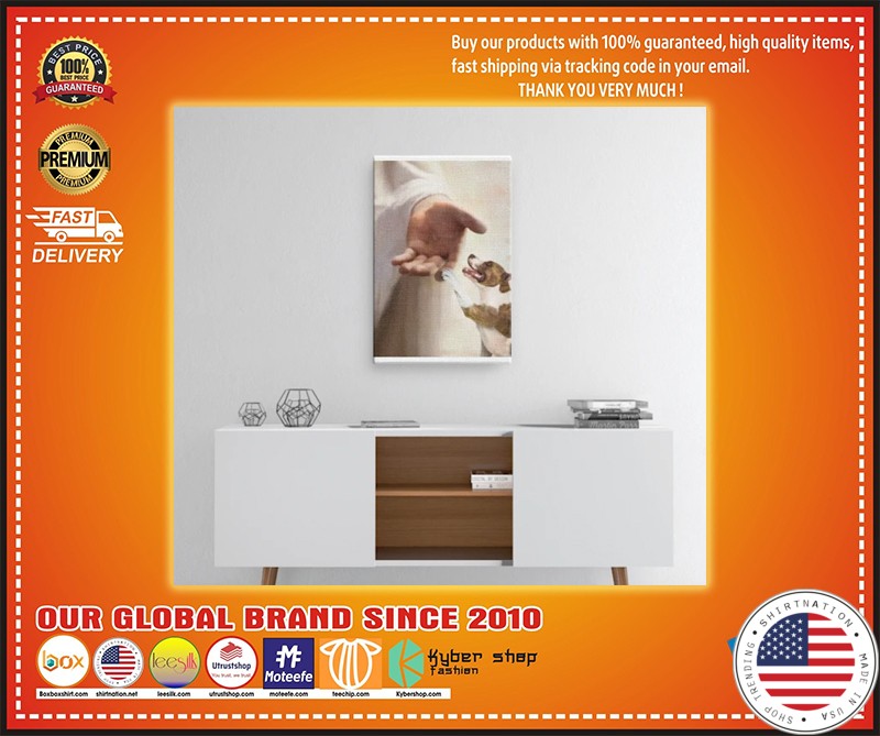 Jesus God American Staffordshire Terrier take my hand canvas