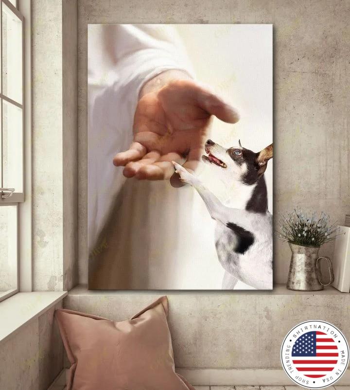 Jesus God Rat Terrier take my hand canvas