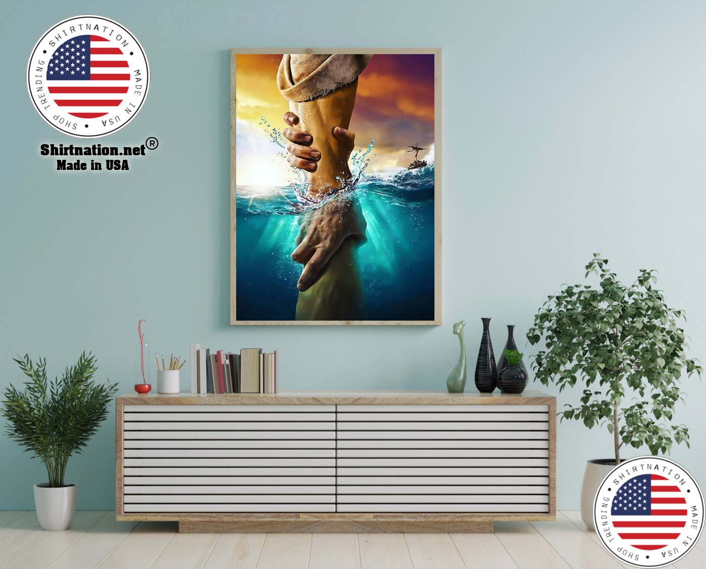 Jesus saves peter from drowning poster