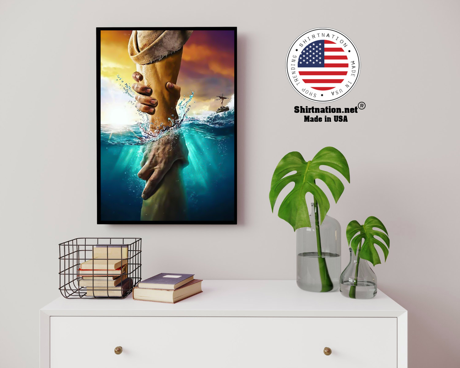 Jesus saves peter from drowning poster