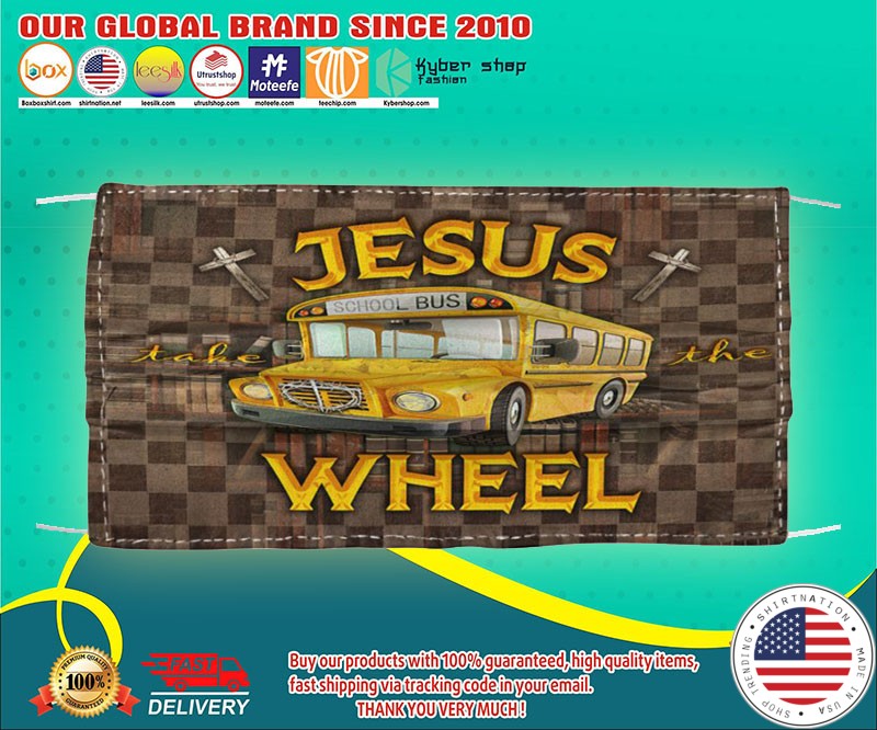 Jesus school bus wheel face mask