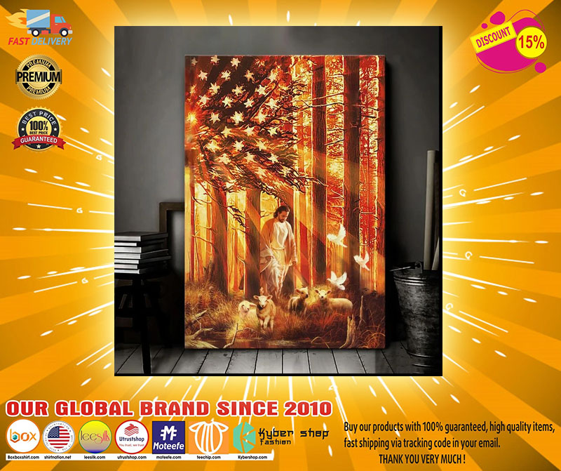 Jesus waking with the lambs canvas2