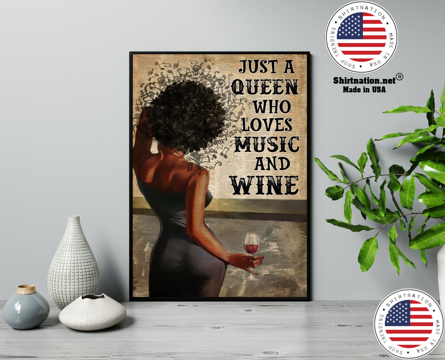 Just a queen who loves music and wine poster 13