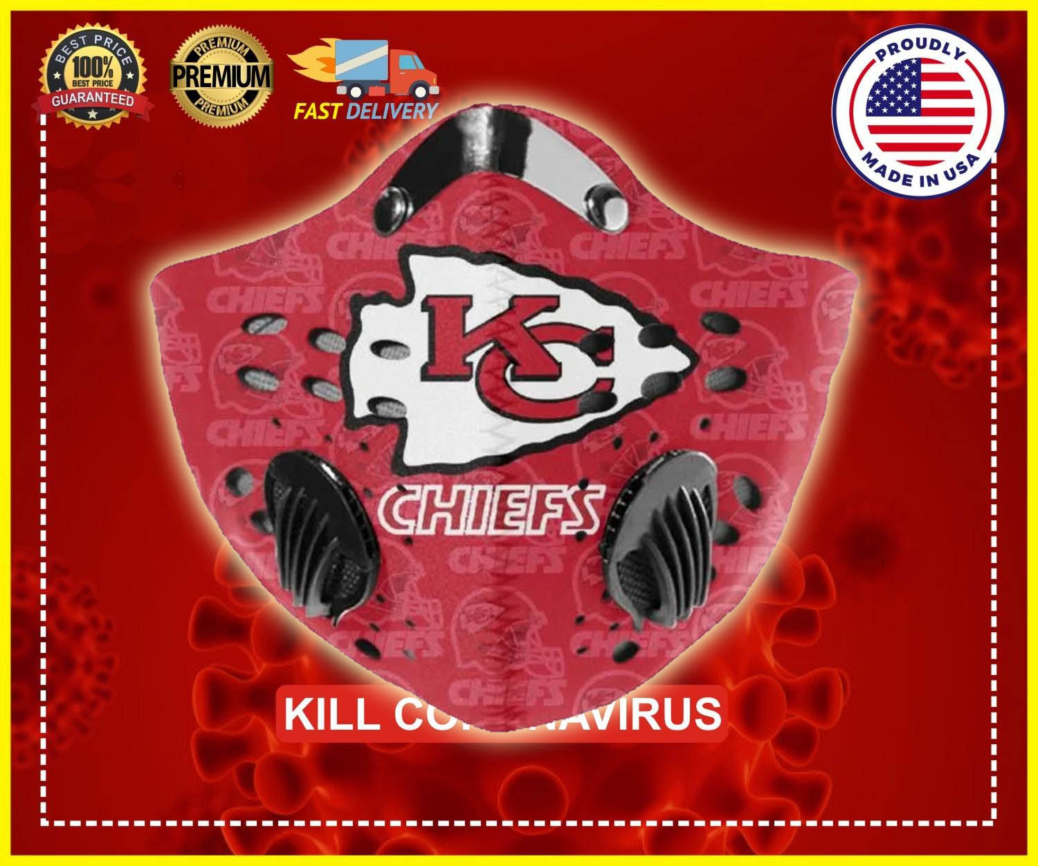 Kansas city Chiefs filter face mask
