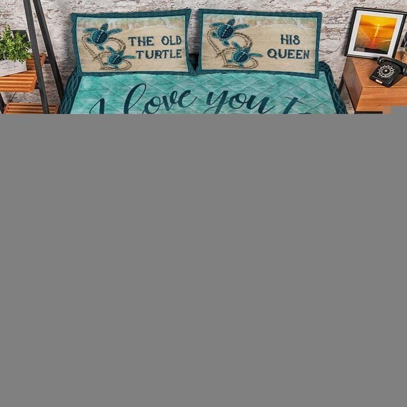 The old turtle his queen I love you custom name quilt bedding set2