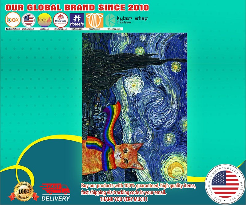 LGBT Cat starry night poster