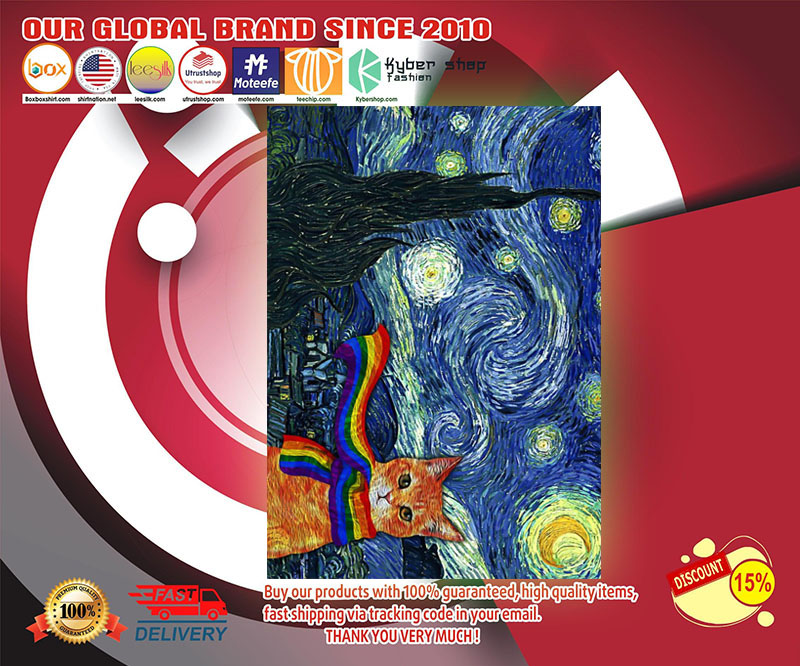 LGBT Cat starry night poster