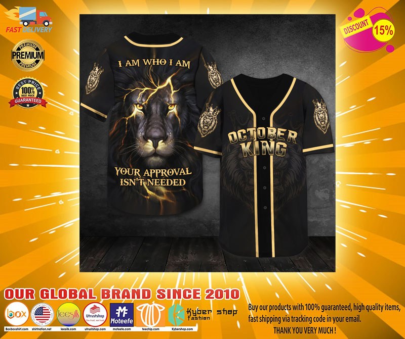 Lion October king I am who I am baseball shirt2