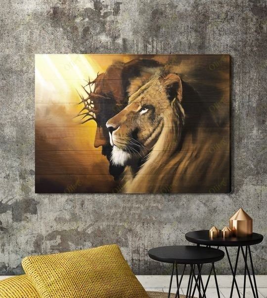 Lion and god canvas poster