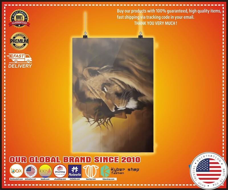 Lion and god canvas poster
