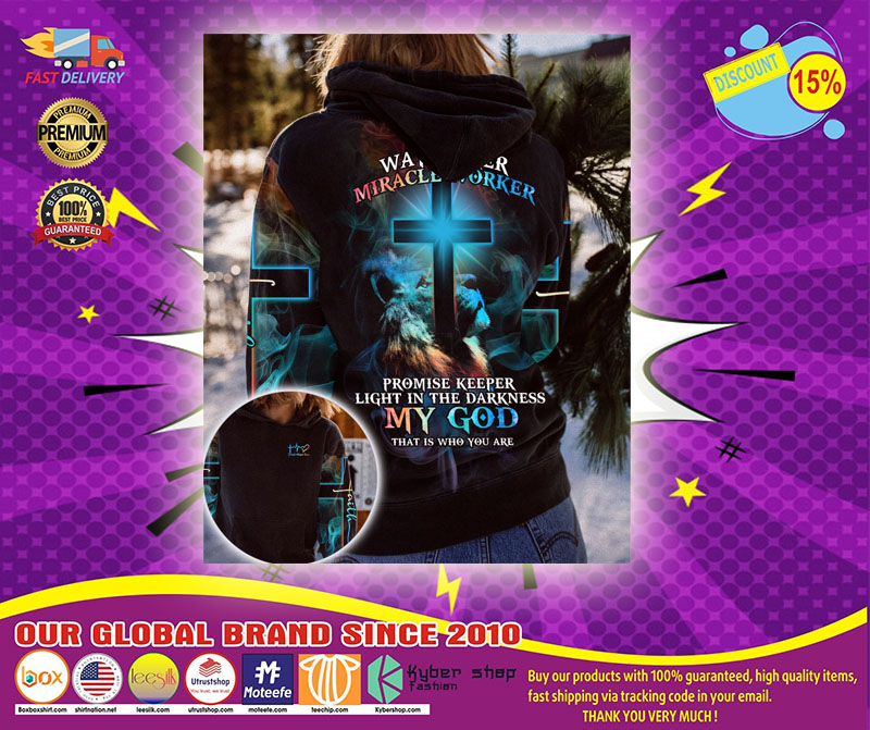 Lion way maker miracle worker my god 3D over print hoodie1