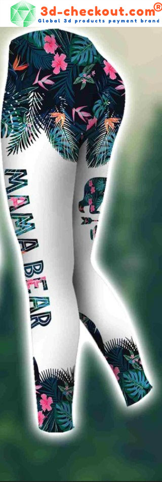 Mama bear tropical leaves 3D hoodie and legging2