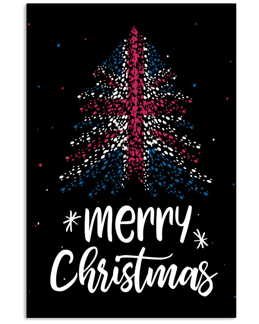 Merry christmas british flag tree poster