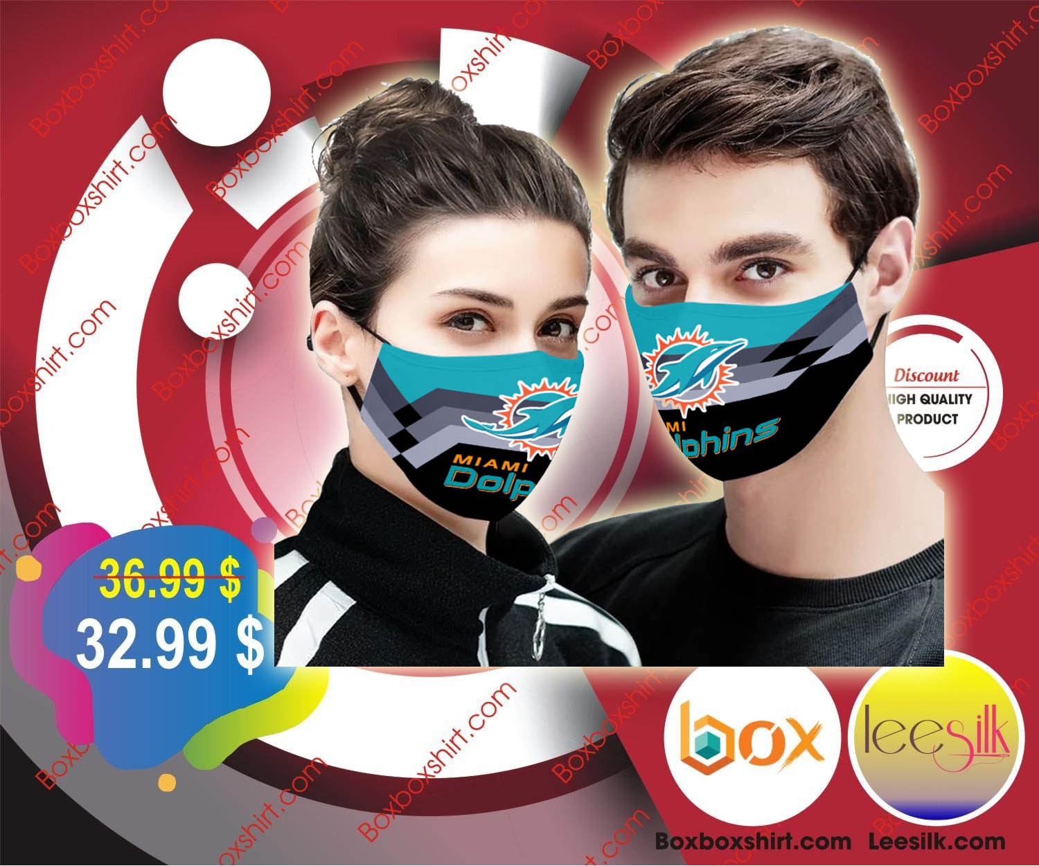 Miami Dolphins NFL 3d cloth fabric face mask