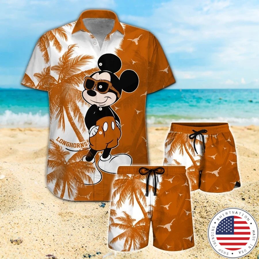 Mickey Mouse Texas Longhorns hawaiian shirt and beach short