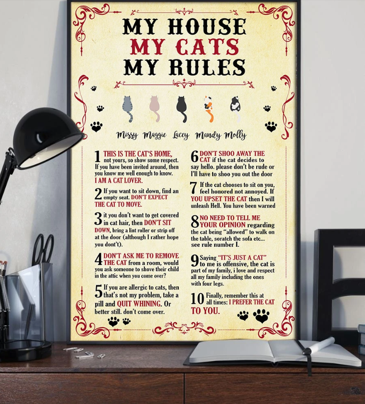 My house my cats my rules poster