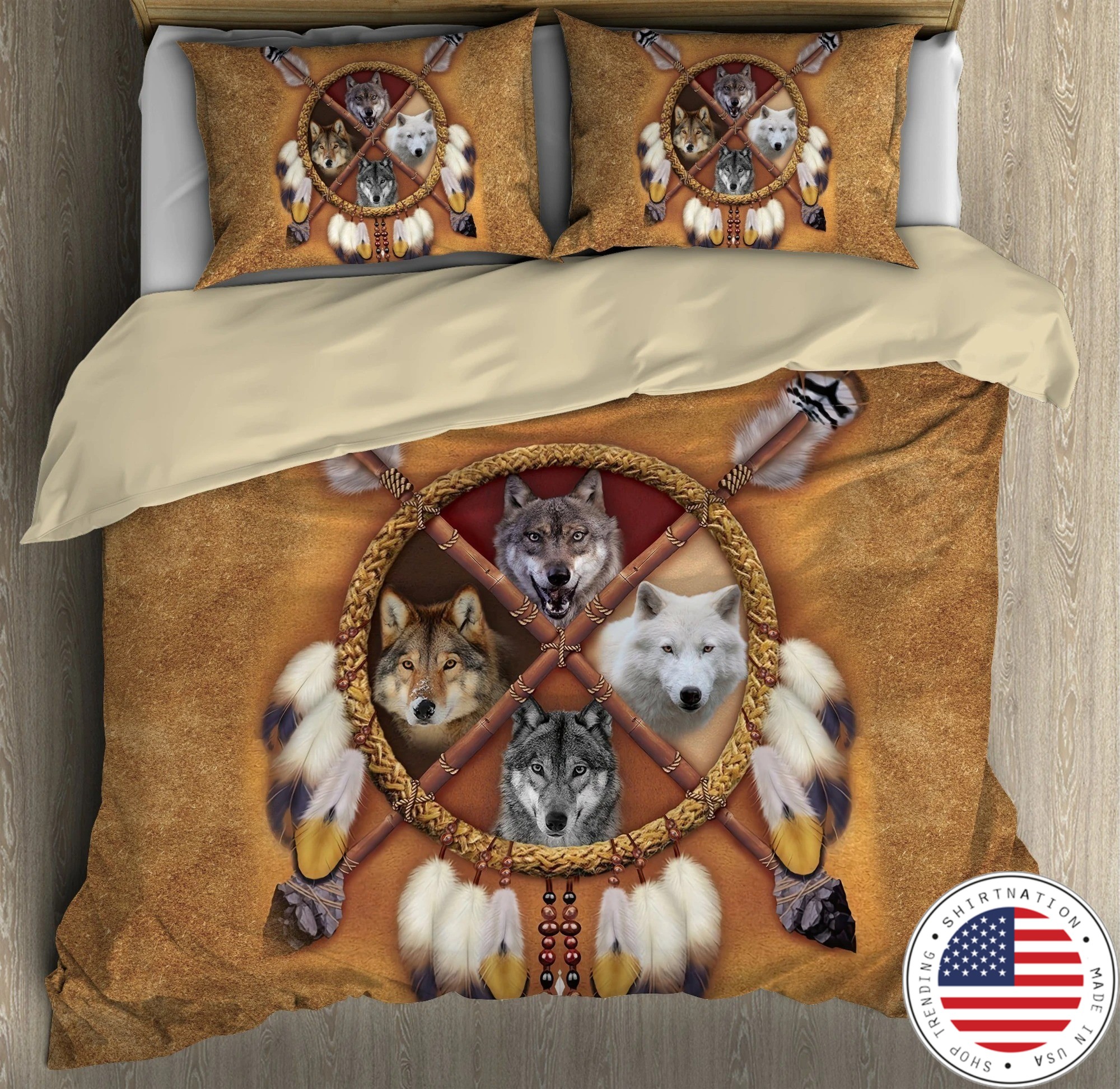 Native american wolf bedding set 4