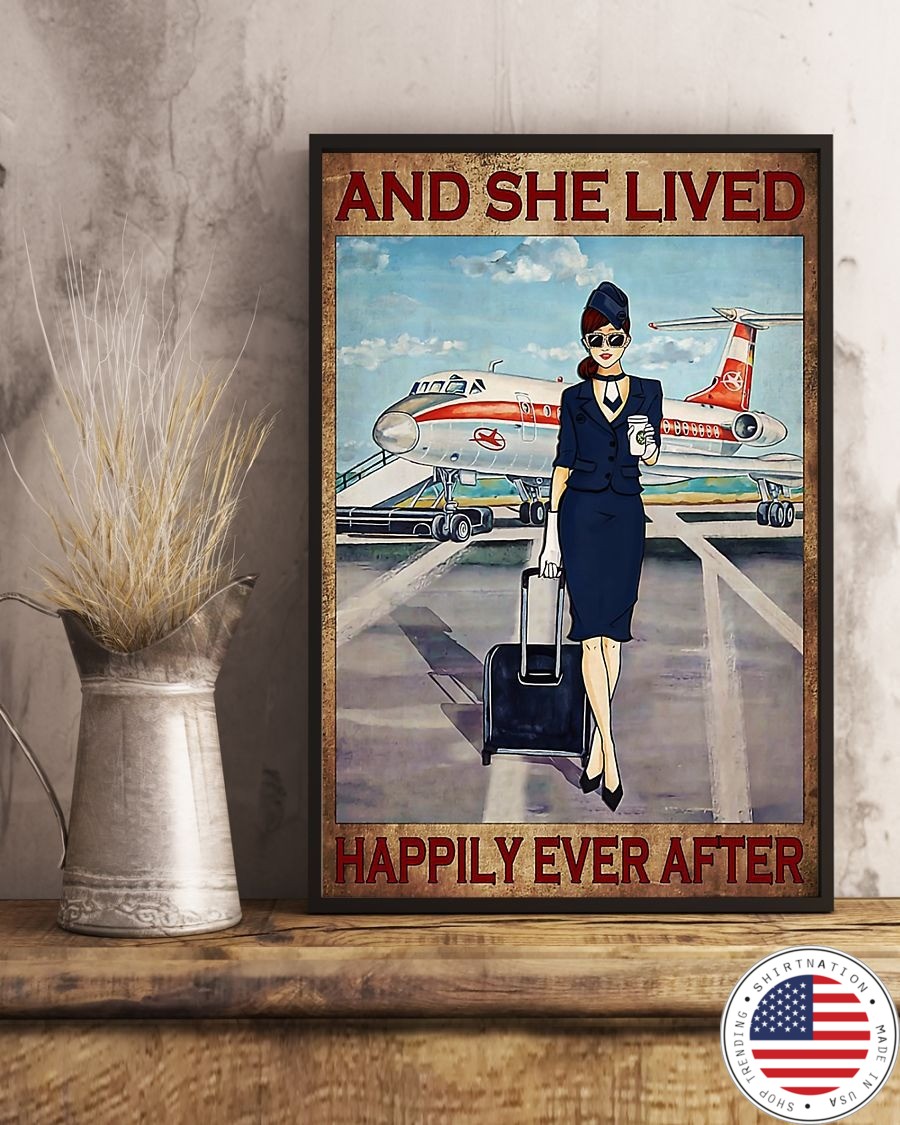 Navy blue flight attendance and she live happily ever after poster