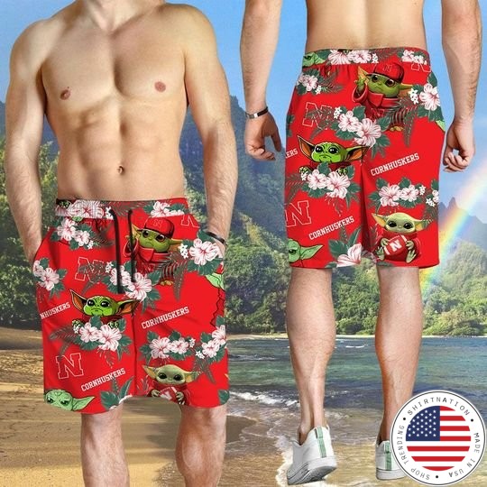 Nebraska Cornhuskers And Yoda Hawaiian And Beach Short3