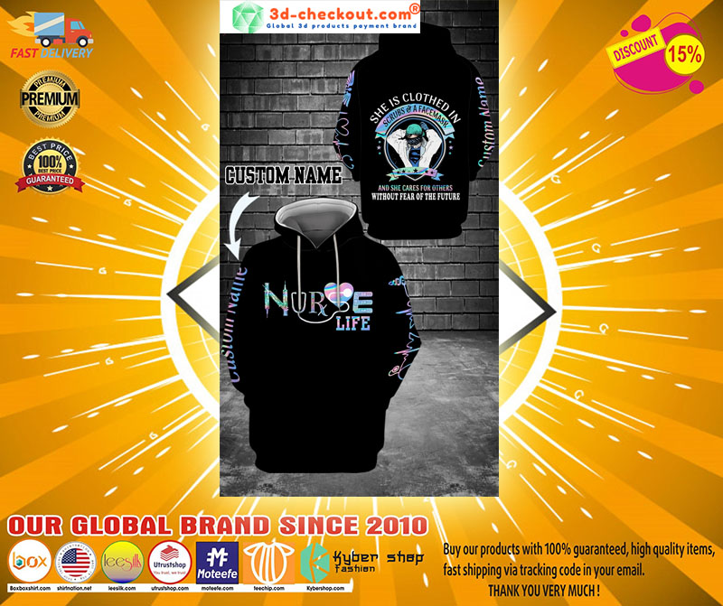 Nurse life she is clothed in scrubs and a facenask custom name 3D hoodie2