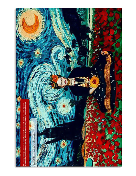 Frida Kahlo starry night van gogh poster