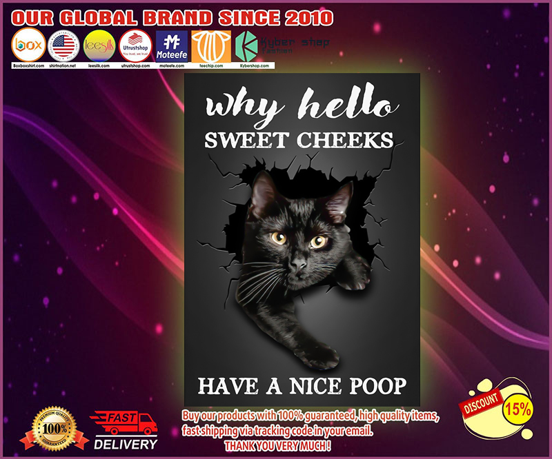 Black cat why hello sweet cheeks have a nice poop poster