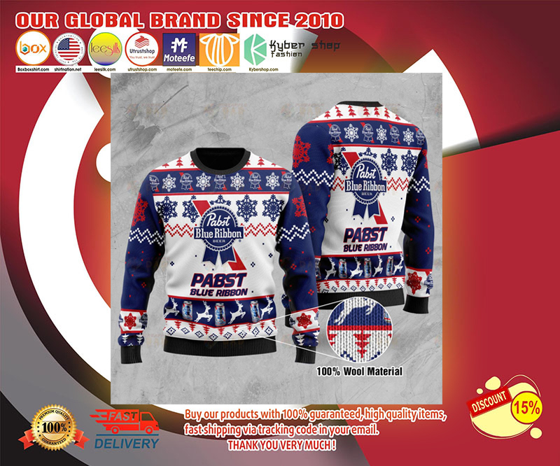 Pabst blue ribbon beer ugly Christmas sweater