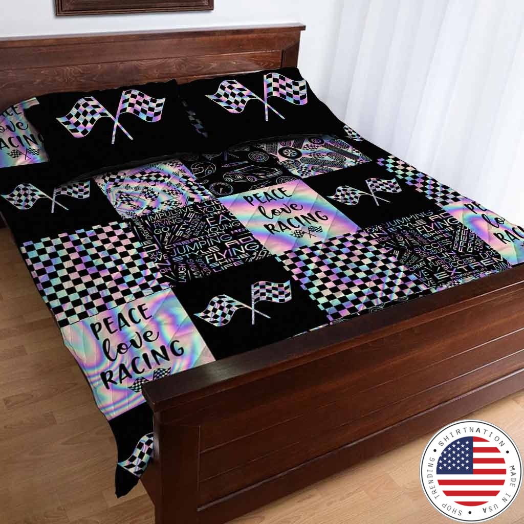 Peace love racing bedding set2