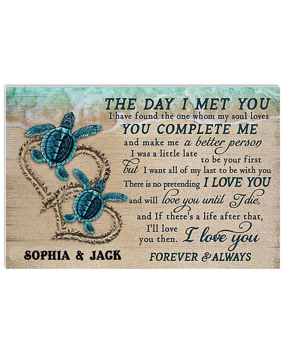 Personalized Turtle the day I met you custom name poster