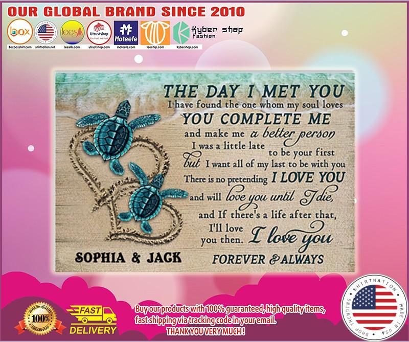 Personalized Turtle the day I met you custom name poster