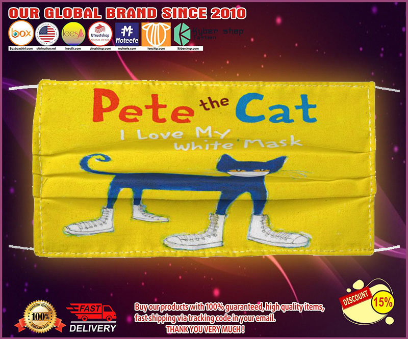 Pete the cat I love my white mask face mask