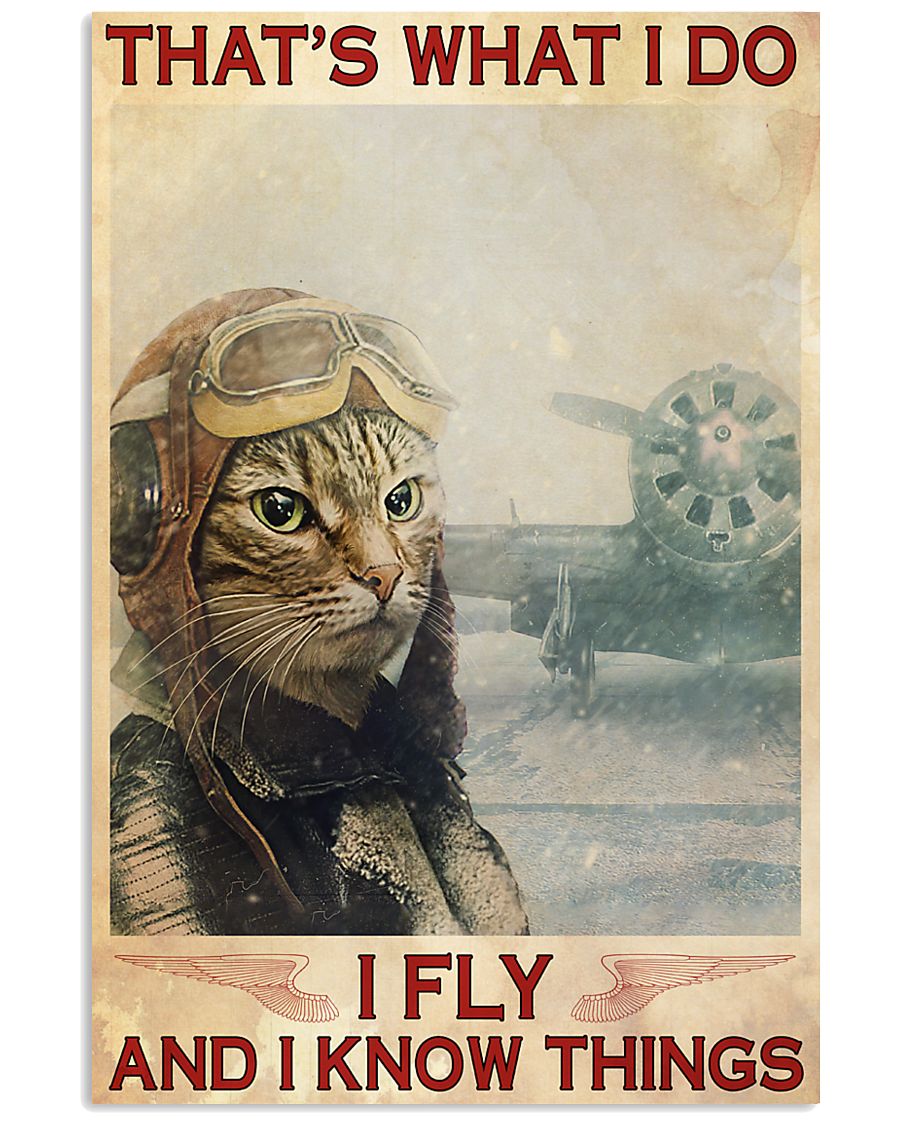 Pilot Cat That's what  I do I fly and I know things poster