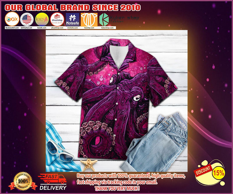 Pinky octopus hawaiian shirt