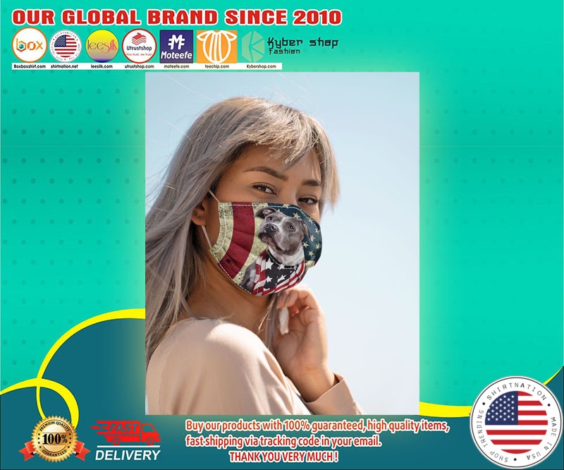 Pitbull American flag face mask