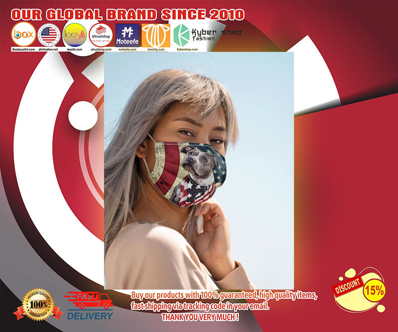 Pitbull American flag face mask