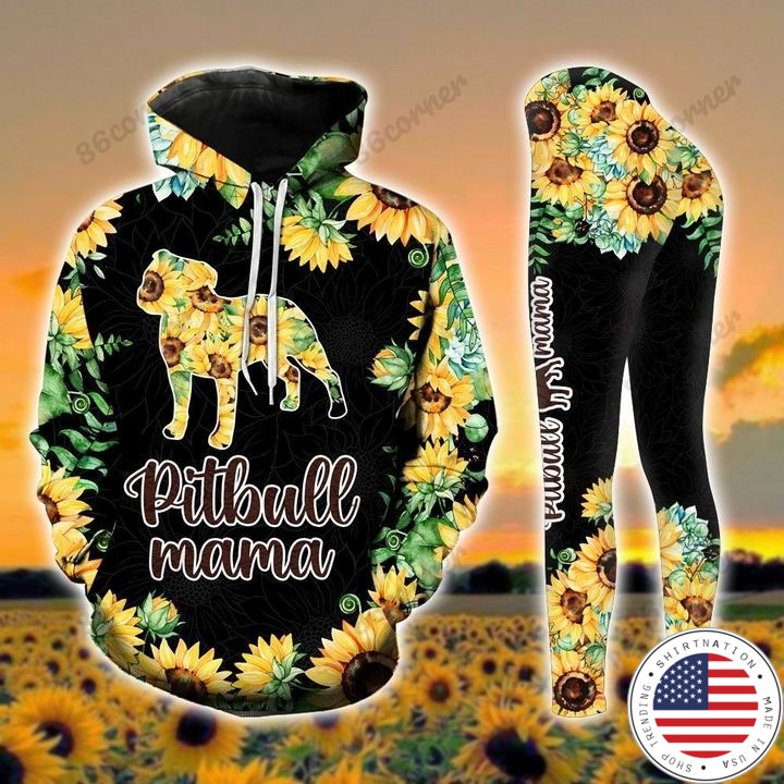 Pitbull mama Sunflower 3D hoodie and legging 5