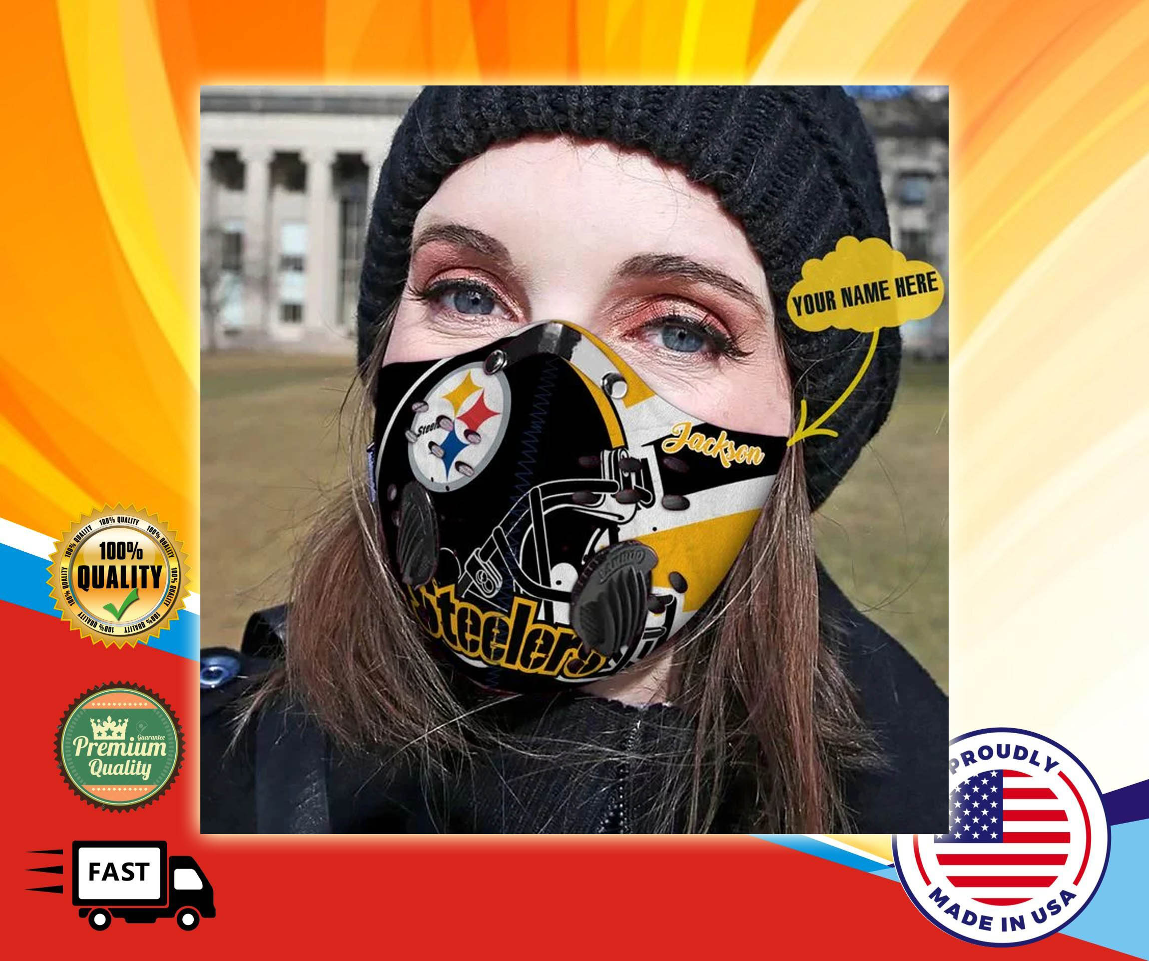 Pittsburgh Steelers custom Personalized name face mask