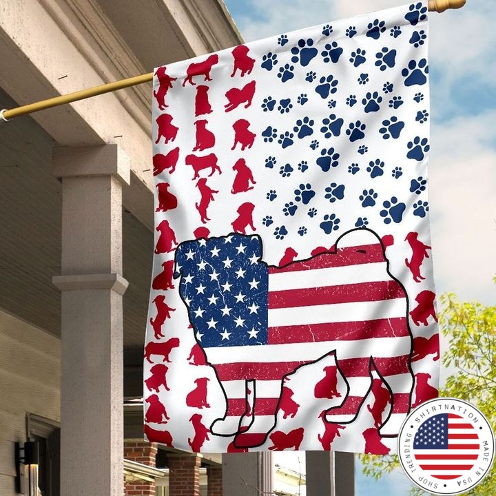 Pug Amercian house flag and garden flag