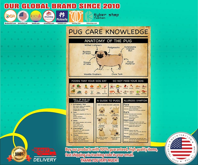 Pug care knowledge poster