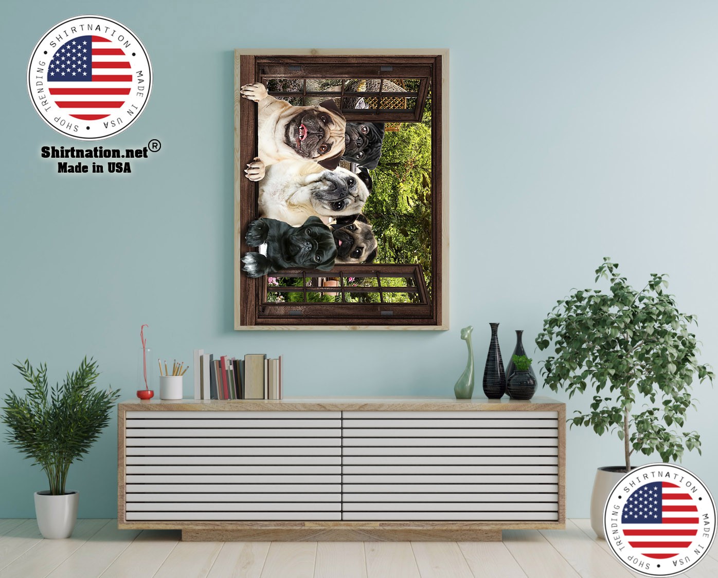 Pugs window 3d poster 12