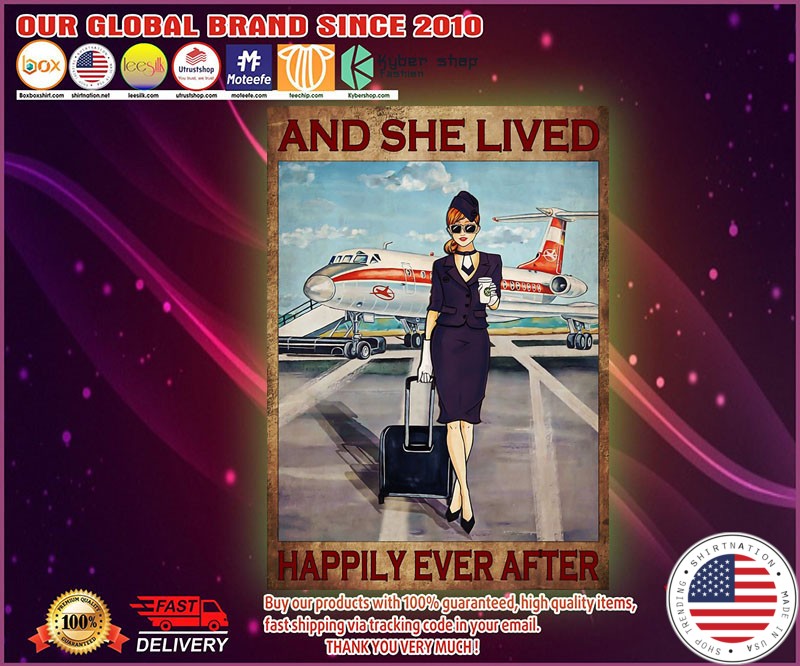 Purple flight attendance and she live happily ever after poster