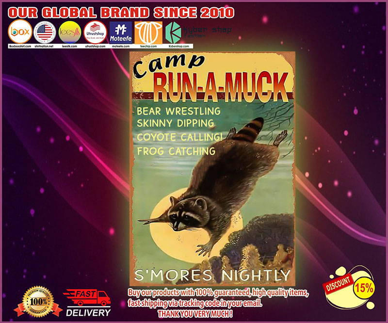 Raccoon camp run a muck s'mores nightly poster