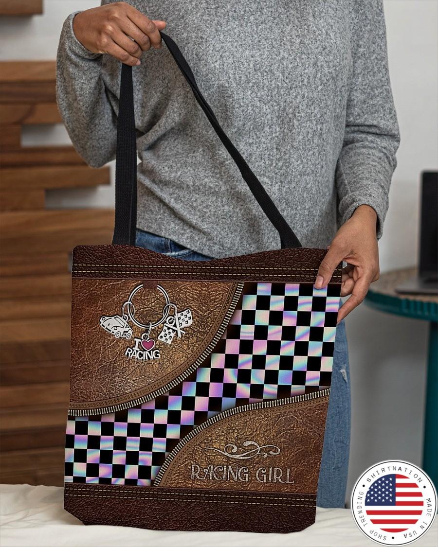Racing girl leather tote bag2