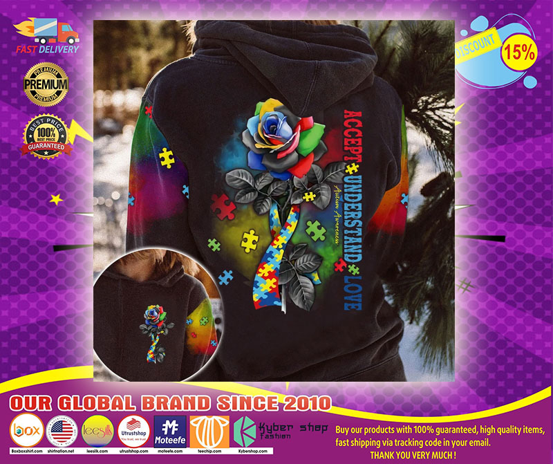 Rose Autism accept understand 3D hoodie1