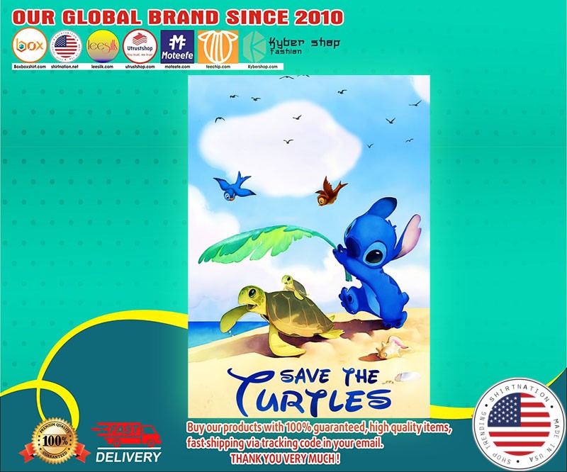 Save the turtles stitch poster
