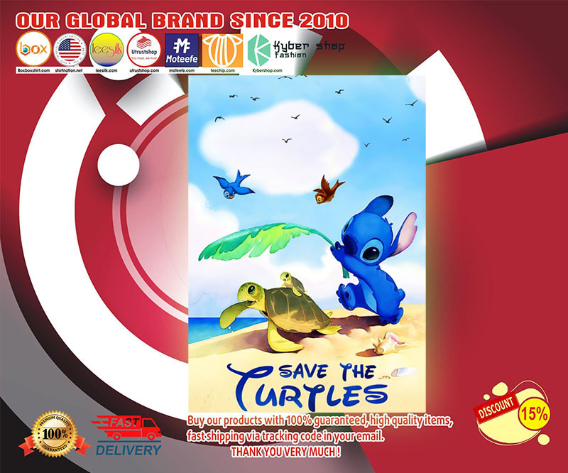 Save the turtles stitch poster